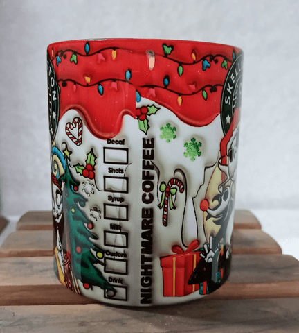 Skellington Noel yılbaşı Baskı içi ve Kulpu Renkli Kupa