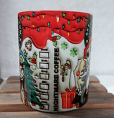 Skellington Noel yılbaşı Baskı içi ve Kulpu Renkli Kupa