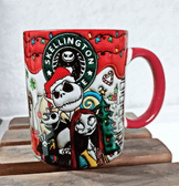 Skellington Noel yılbaşı Baskı içi ve Kulpu Renkli Kupa