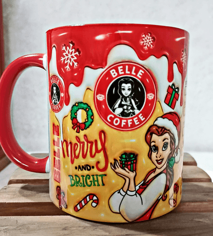 Prenses Noel yılbaşı Baskı içi ve Kulpu Renkli Kupa