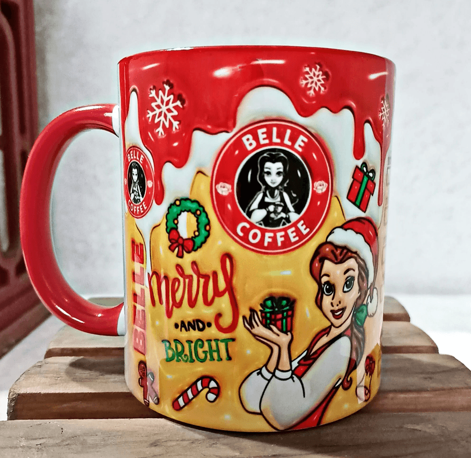 Prenses Noel yılbaşı Baskı içi ve Kulpu Renkli Kupa