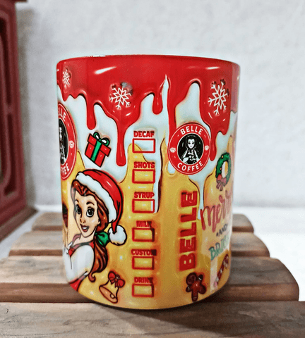 Prenses Noel yılbaşı Baskı içi ve Kulpu Renkli Kupa