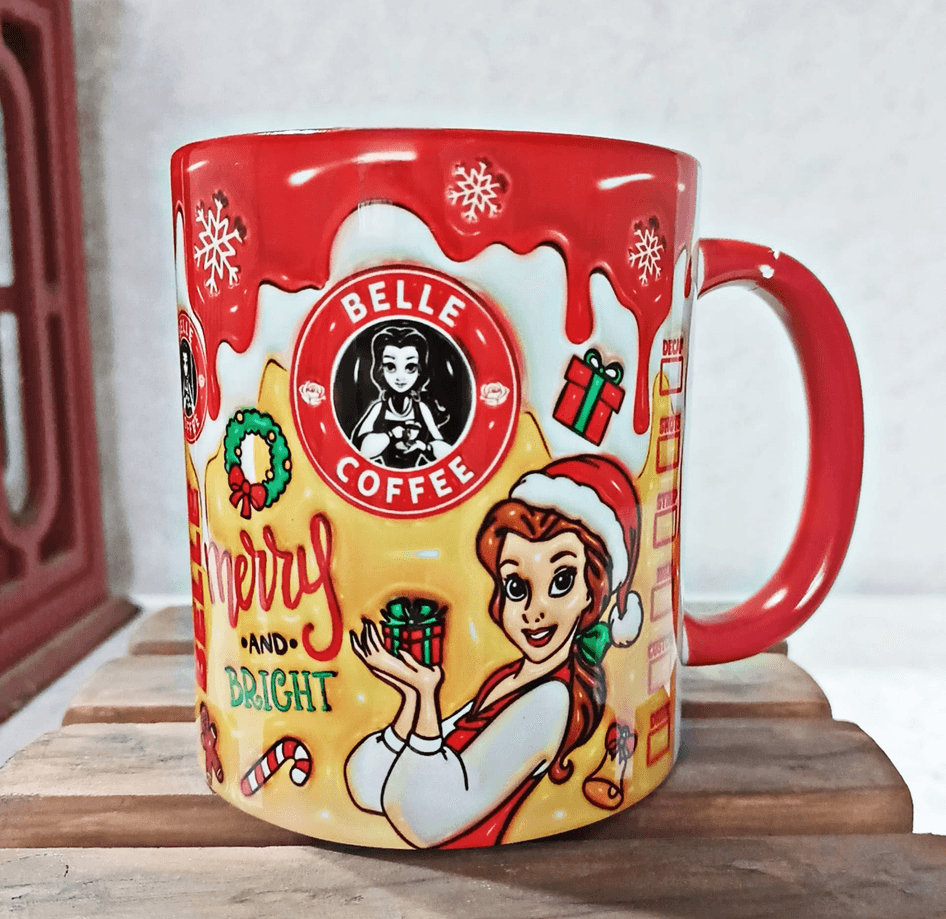 Prenses Noel yılbaşı Baskı içi ve Kulpu Renkli Kupa