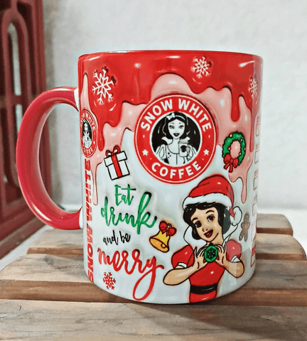 Prenses Noel yılbaşı Baskı içi ve Kulpu Renkli Kupa