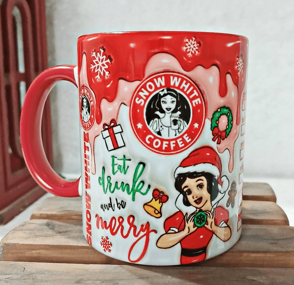 Prenses Noel yılbaşı Baskı içi ve Kulpu Renkli Kupa