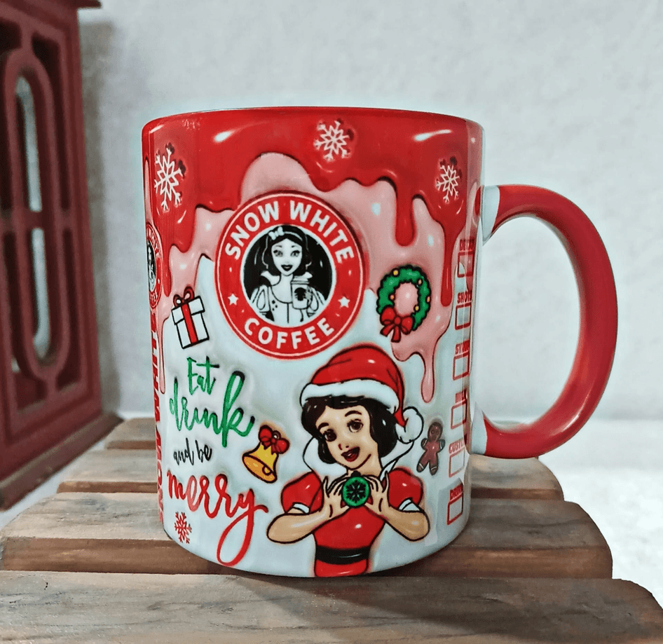 Prenses Noel yılbaşı Baskı içi ve Kulpu Renkli Kupa