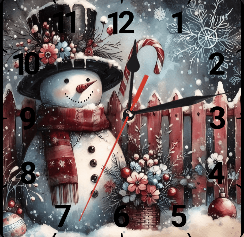 Kardan adan noel christmas vintage baskı metal hediyelik dekoratif kaliteli duvar saati