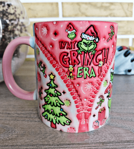 Grinch Noel yılbaşı Baskı içi ve Kulpu Renkli Kupa