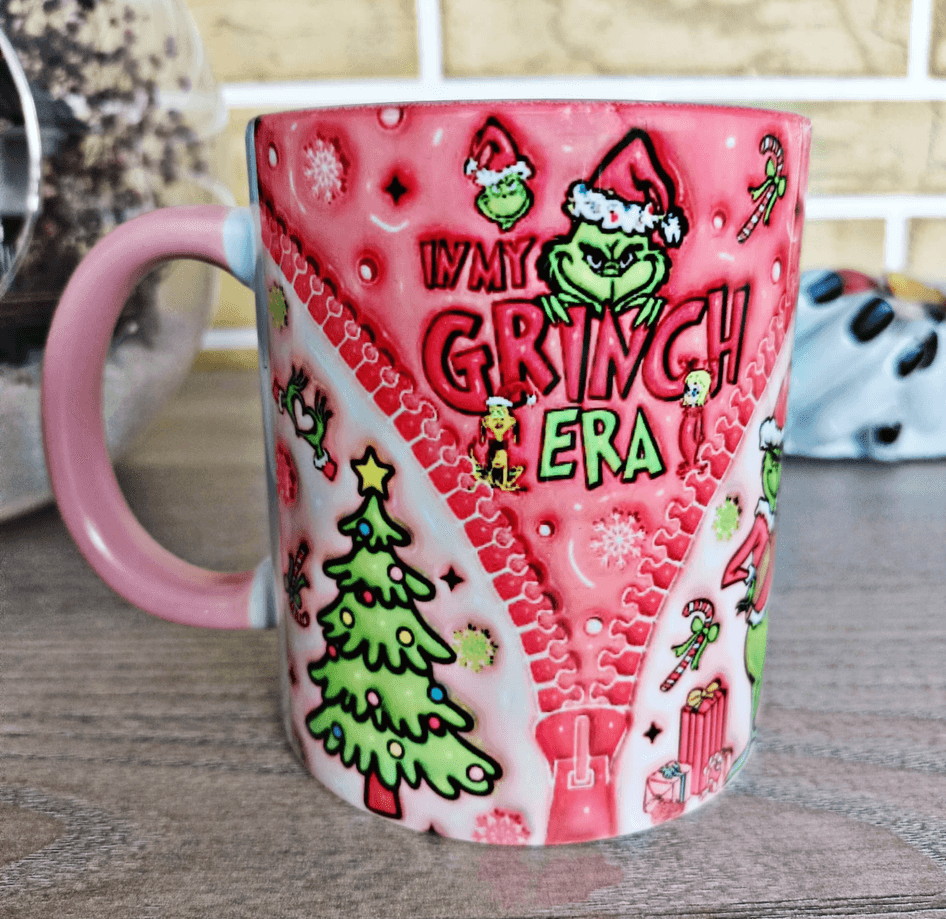 Grinch Noel yılbaşı Baskı içi ve Kulpu Renkli Kupa