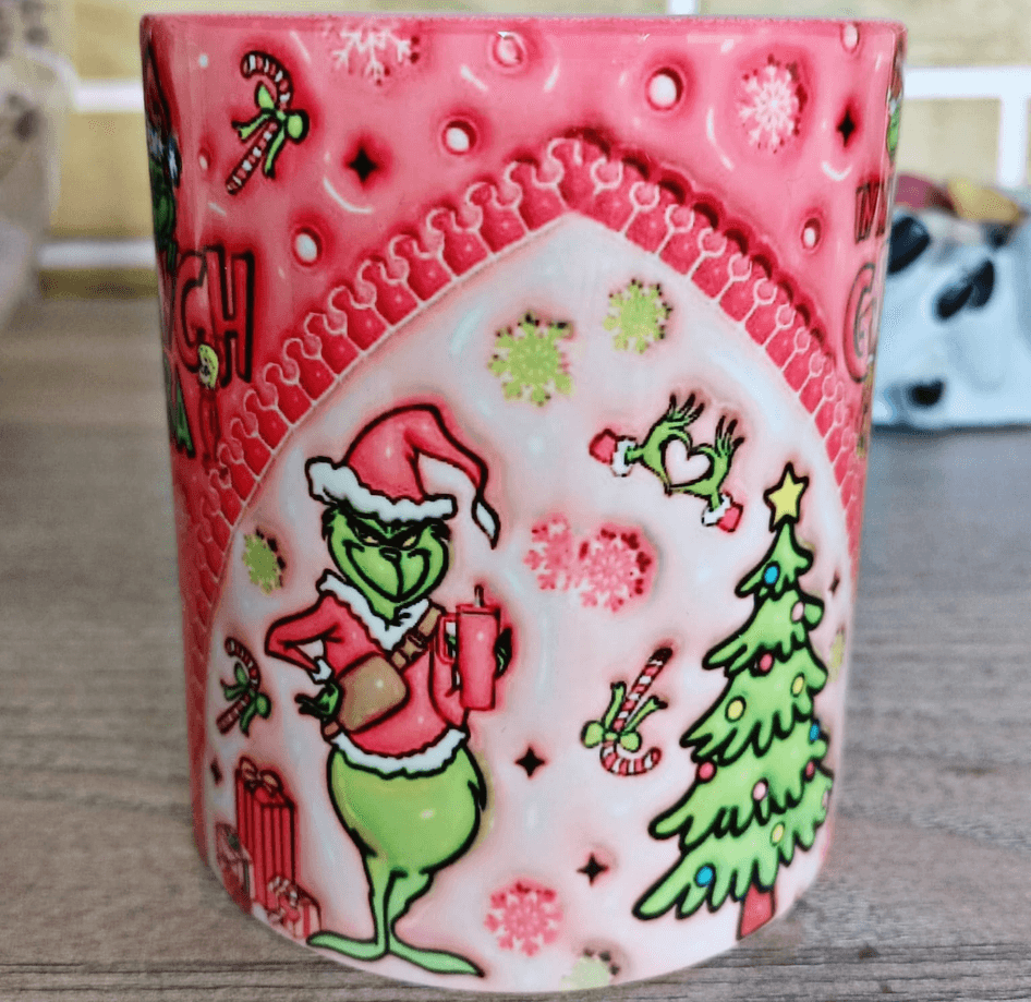 Grinch Noel yılbaşı Baskı içi ve Kulpu Renkli Kupa