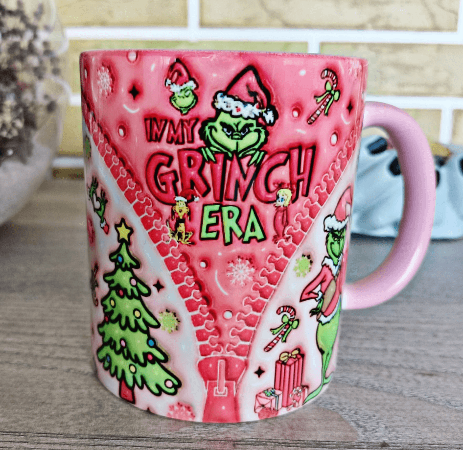 Grinch Noel yılbaşı Baskı içi ve Kulpu Renkli Kupa