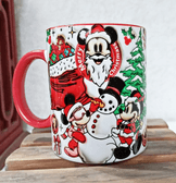 Mickey Noel yılbaşı Baskı içi ve Kulpu Renkli Kupa