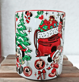 Mickey Noel yılbaşı Baskı içi ve Kulpu Renkli Kupa