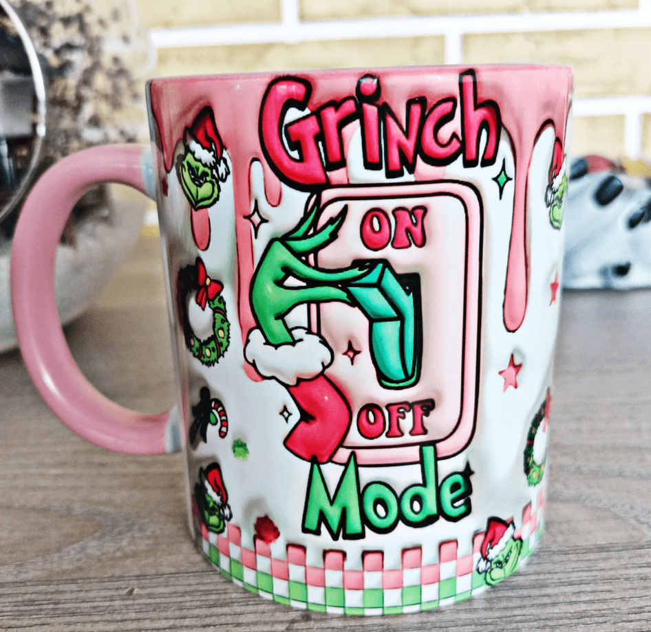 Grinch Noel yılbaşı Baskı içi ve Kulpu Renkli Kupa