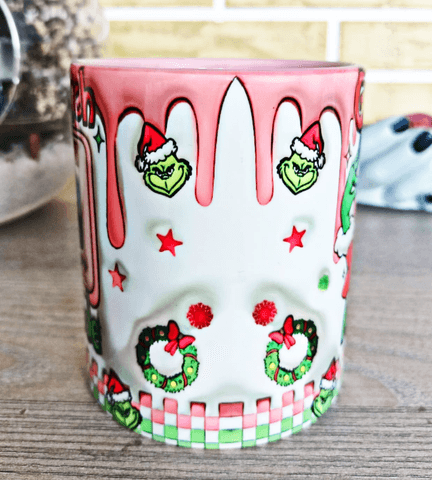Grinch Noel yılbaşı Baskı içi ve Kulpu Renkli Kupa