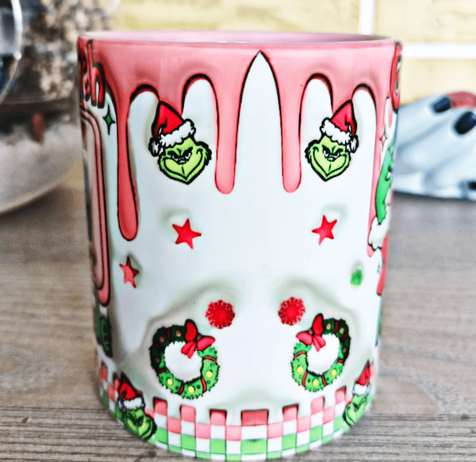 Grinch Noel yılbaşı Baskı içi ve Kulpu Renkli Kupa