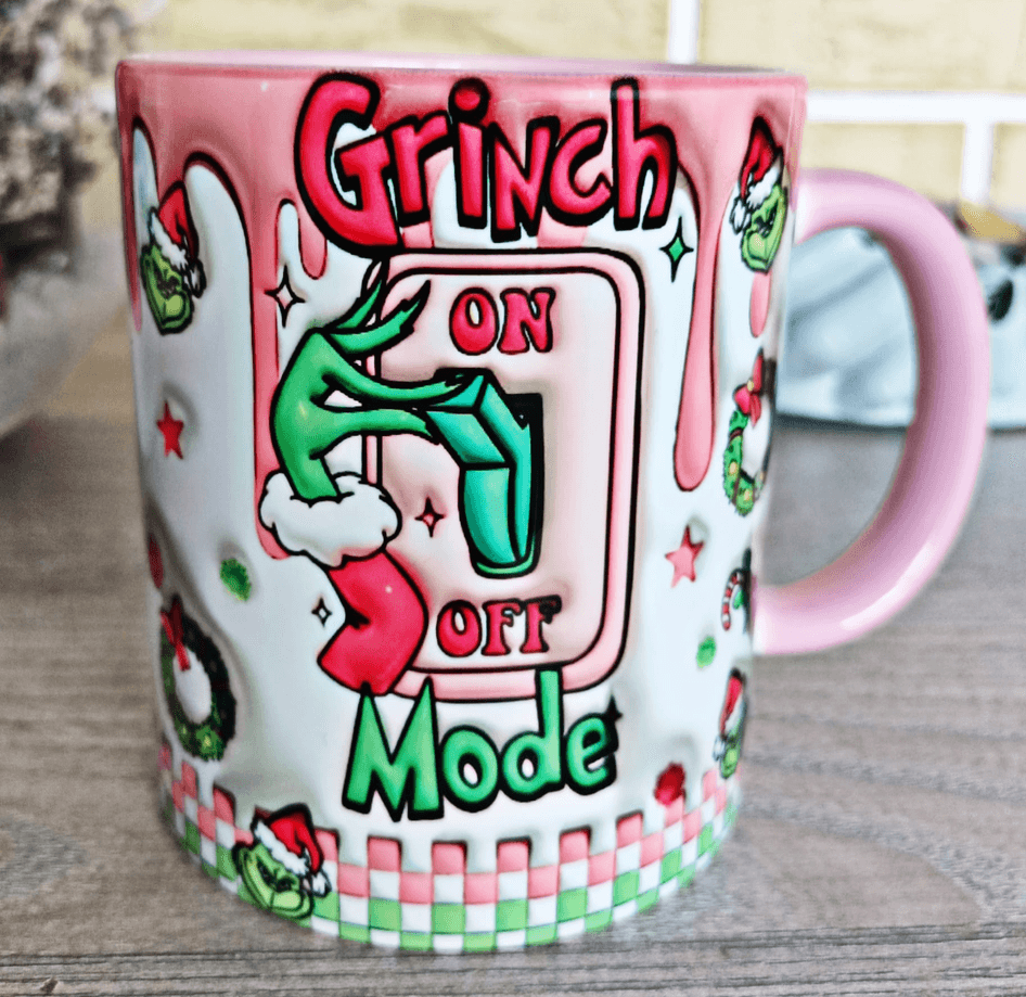 Grinch Noel yılbaşı Baskı içi ve Kulpu Renkli Kupa