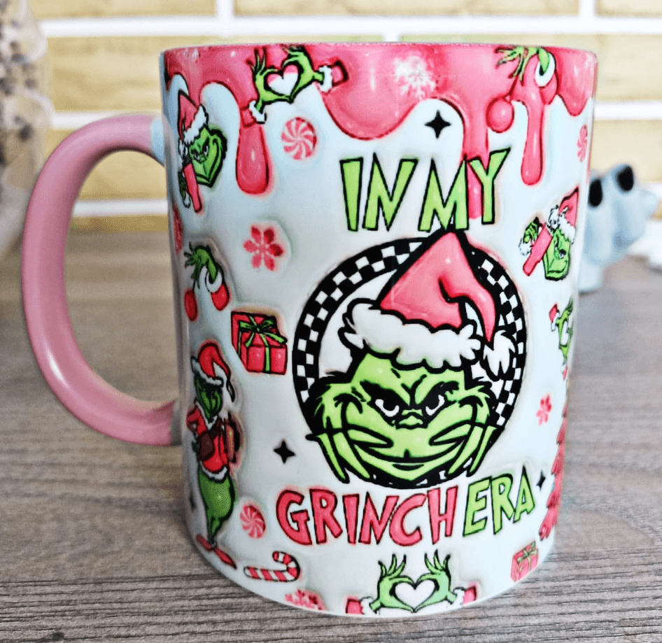 Grinch Noel yılbaşı Baskı içi ve Kulpu Renkli Kupa
