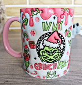 Grinch Noel yılbaşı Baskı içi ve Kulpu Renkli Kupa