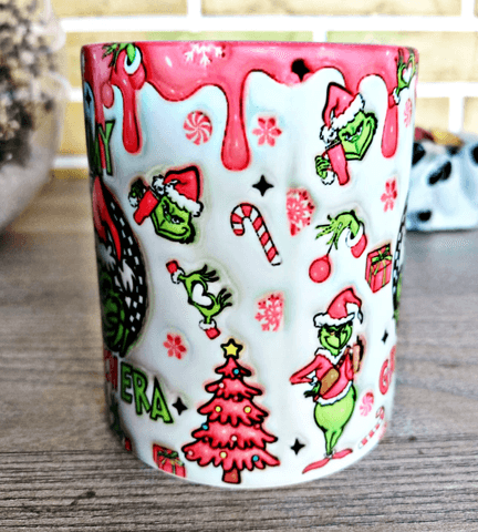 Grinch Noel yılbaşı Baskı içi ve Kulpu Renkli Kupa