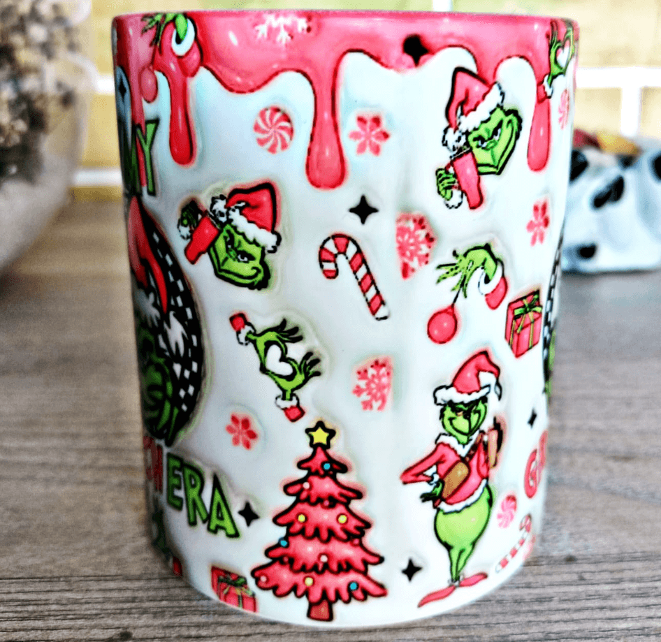 Grinch Noel yılbaşı Baskı içi ve Kulpu Renkli Kupa