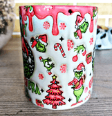 Grinch Noel yılbaşı Baskı içi ve Kulpu Renkli Kupa