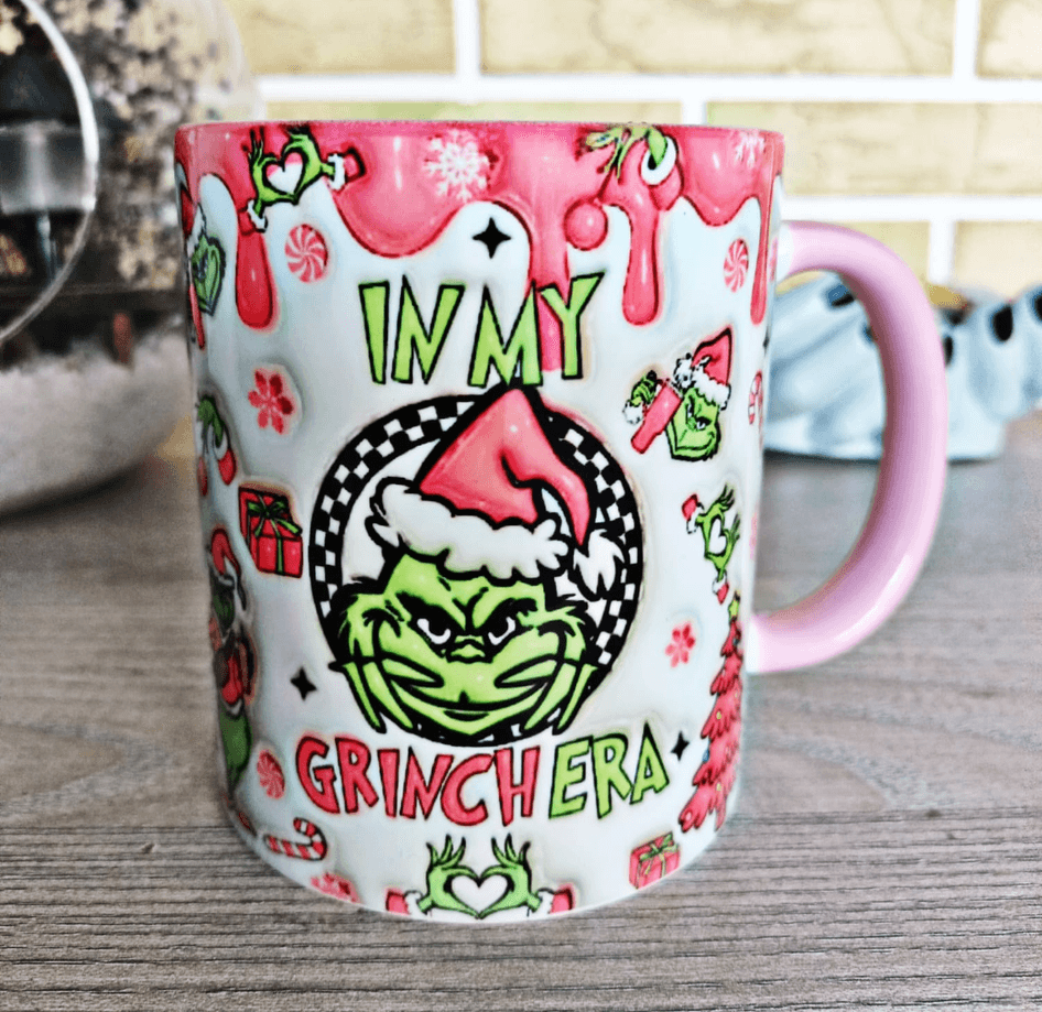 Grinch Noel yılbaşı Baskı içi ve Kulpu Renkli Kupa