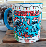 Stitch Noel yılbaşı Baskı içi ve Kulpu Renkli Kupa