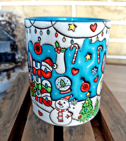 Stitch Noel yılbaşı Baskı içi ve Kulpu Renkli Kupa