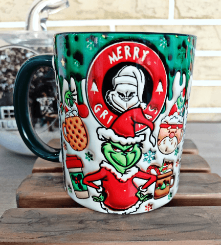Grinch Noel yılbaşı Baskı içi ve Kulpu Renkli Kupa