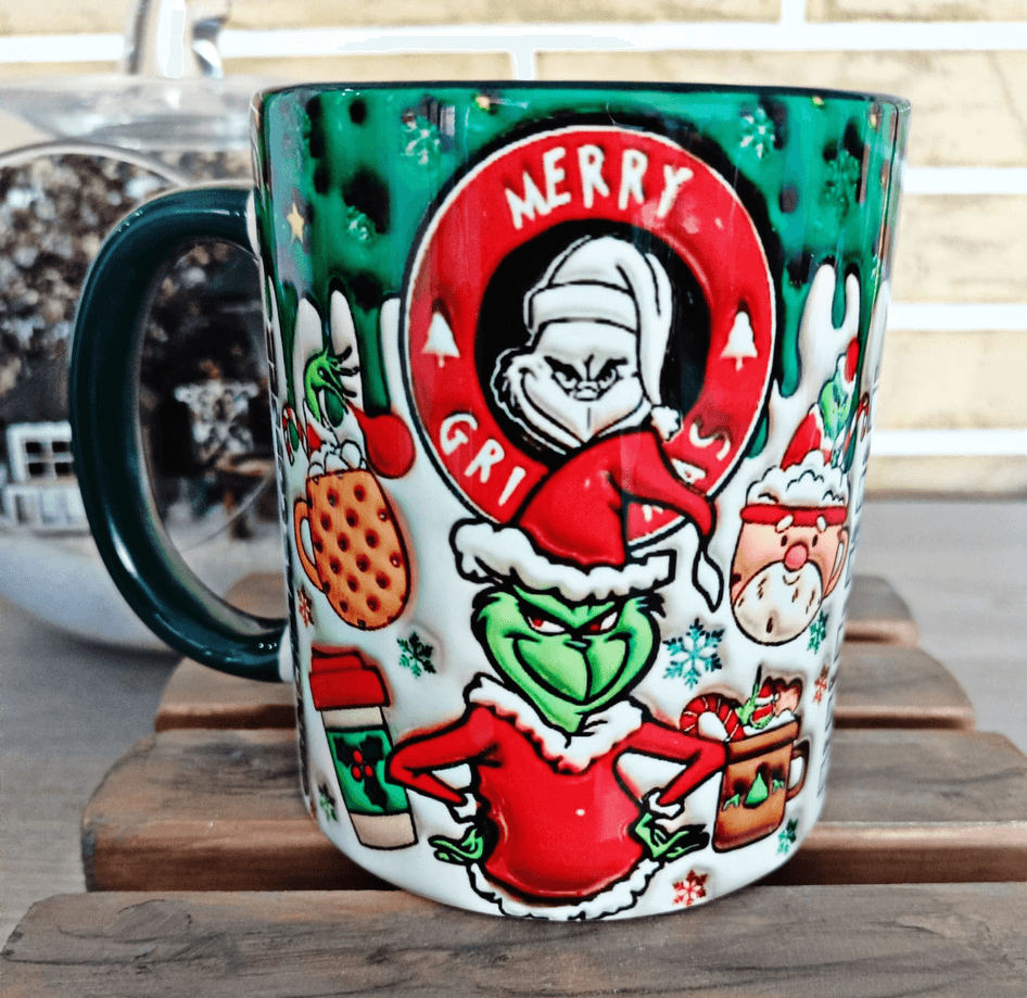 Grinch Noel yılbaşı Baskı içi ve Kulpu Renkli Kupa