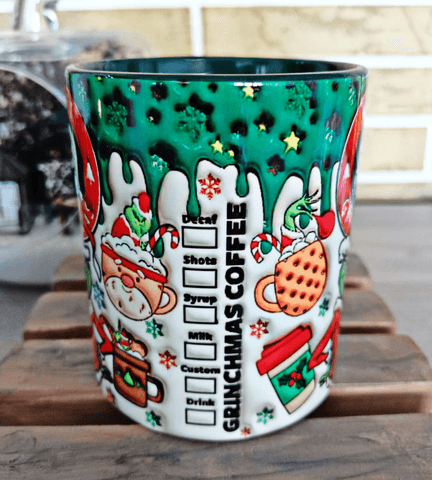 Grinch Noel yılbaşı Baskı içi ve Kulpu Renkli Kupa