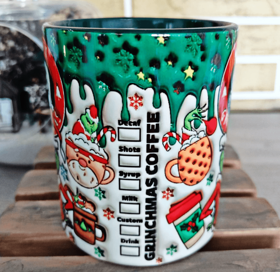 Grinch Noel yılbaşı Baskı içi ve Kulpu Renkli Kupa