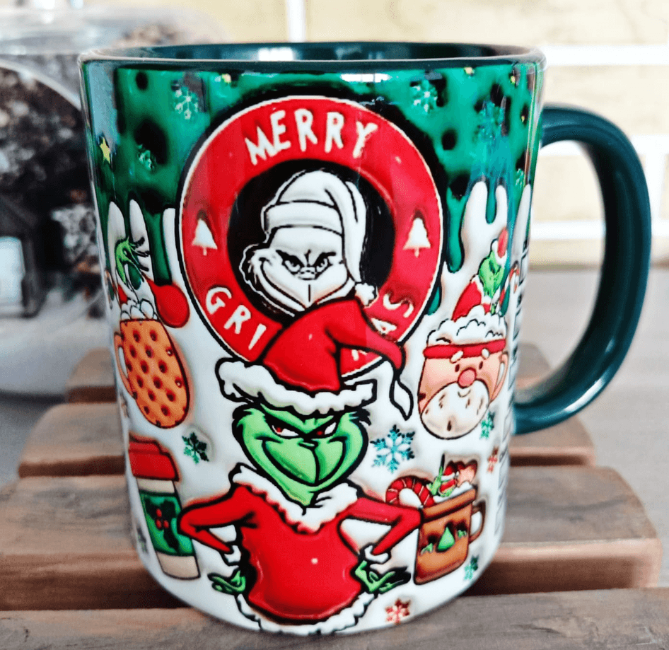 Grinch Noel yılbaşı Baskı içi ve Kulpu Renkli Kupa