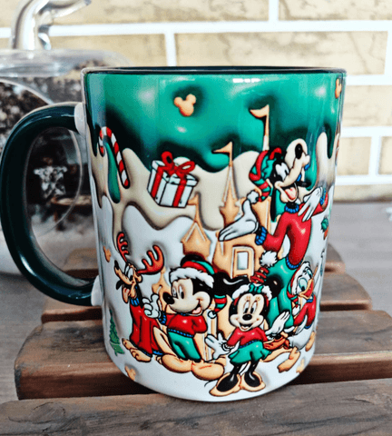 Mickey Noel yılbaşı Baskı içi ve Kulpu Renkli Kupa