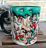 Mickey Noel yılbaşı Baskı içi ve Kulpu Renkli Kupa