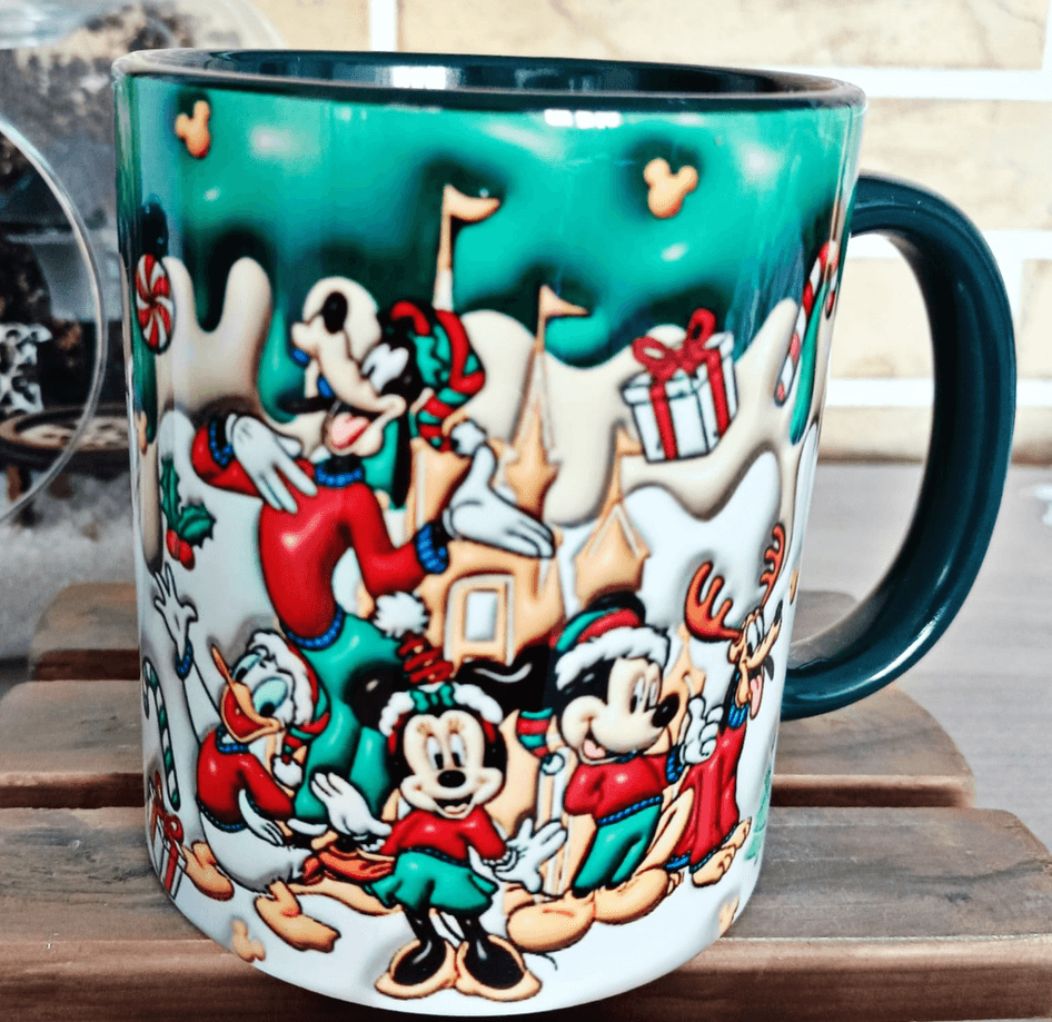Mickey Noel yılbaşı Baskı içi ve Kulpu Renkli Kupa