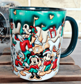Mickey Noel yılbaşı Baskı içi ve Kulpu Renkli Kupa