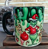 Grinch Noel yılbaşı Baskı içi ve Kulpu Renkli Kupa