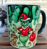 Grinch Noel yılbaşı Baskı içi ve Kulpu Renkli Kupa