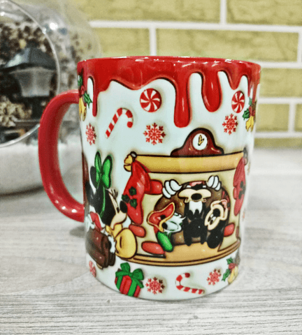 Mickey Noel yılbaşı Baskı içi ve Kulpu Renkli Kupa