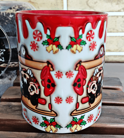 Mickey Noel yılbaşı Baskı içi ve Kulpu Renkli Kupa