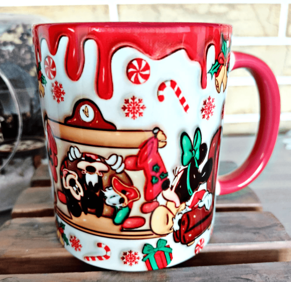 Mickey Noel yılbaşı Baskı içi ve Kulpu Renkli Kupa