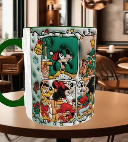 Mickey Noel yılbaşı Baskı içi ve Kulpu Renkli Kupa