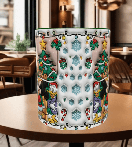 Mickey Noel yılbaşı Baskı içi ve Kulpu Renkli Kupa