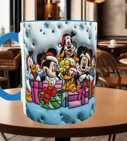 Mickey Noel yılbaşı Baskı içi ve Kulpu Renkli Kupa