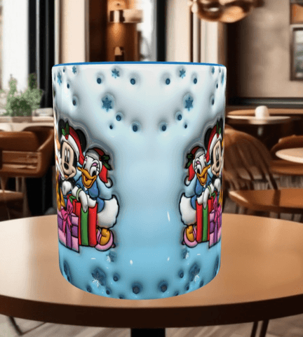 Mickey Noel yılbaşı Baskı içi ve Kulpu Renkli Kupa