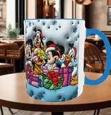 Mickey Noel yılbaşı Baskı içi ve Kulpu Renkli Kupa