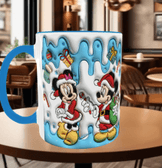 Mickey Noel yılbaşı Baskı içi ve Kulpu Renkli Kupa