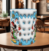 Mickey Noel yılbaşı Baskı içi ve Kulpu Renkli Kupa